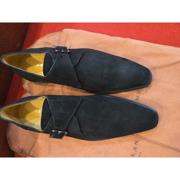 MeZLAN Albini Burnished Black Suede Monk Strap | Dress Shoes for Men
